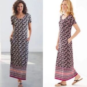 J. Jill Black and Pink Floral Maxi Dress